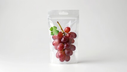Bunch of red grapes in a clear plastic pouch