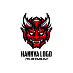 Hannya Mask Logo Vector in Traditional Japanese Style

