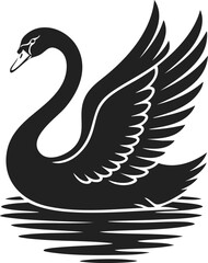 Obraz premium Swan, waterfowl silhouette, aquatic bird, graceful movement, feathered elegance, serene pond life, emblematic design for art