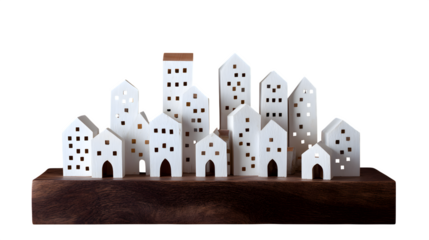 Creative white paper building on white background 