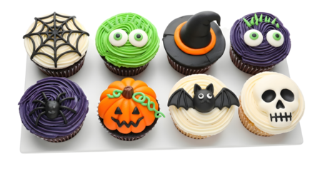 Halloween cupcakes spooky treats dessert party food celebration on transparent background