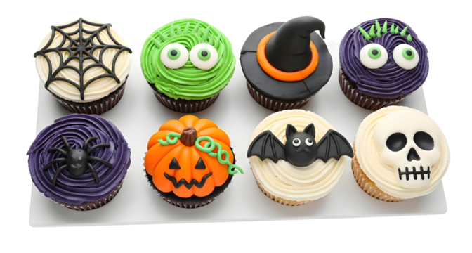 Halloween cupcakes spooky treats dessert party food celebration on transparent background - Powered by Adobe