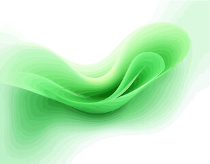 Abstract Green Fluid Shape With Gradient Layers on White Background

