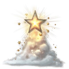 Festive Golden Starburst Illustration with Sparkling Light Rays for Holiday & Celebration Designs
