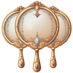 Ornate Vintage Gold Hand Mirror Set with Filigree Handles for Vanity Decor
