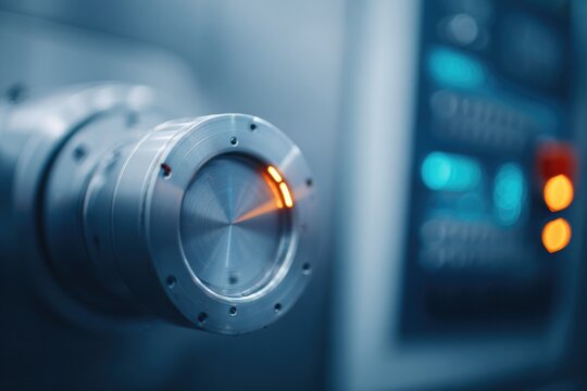 workpiece illuminated inside cnc lathe with digital readout visible
