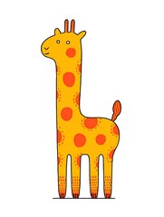 Adorable Spotted Giraffe Character Art Illustration for Kids Branding

