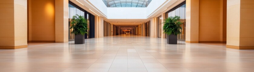 Obraz premium Shopping Mall Interior with Plant Decor, Modern Design ,Retail Space