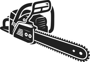 Fototapeta premium Vintage engraved illustration of a chainsaw, woodcutter tool, electric saw, rugged equipment for logging and carpentry