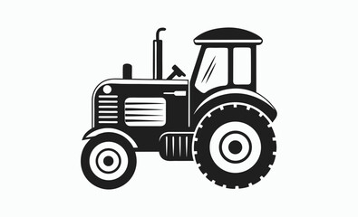 Tractor silhouette vector, vintage farm vehicle, rural machinery icon, old tractor vector silhouette illustration 