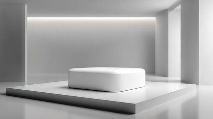 Fototapeta premium Minimalist White Pedestal in Modern Futuristic Room