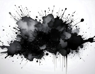 Abstract ink splatter on white