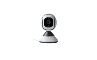 Ultra-Modern Smart Surveillance Camera with AI and Motion Detection, Minimal Aesthetic in PNG Format, Isolated on Transparent Background for Digital Use

