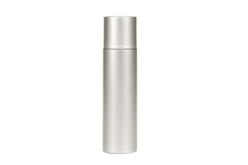 a silver spray bottle with a white cap