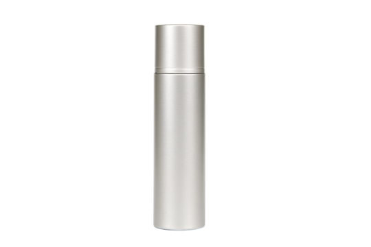 a silver spray bottle with a white cap