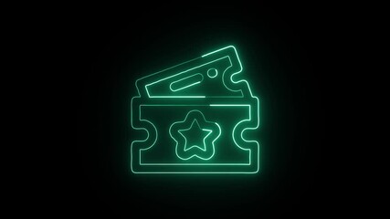 Ticket Animation with Glowing Lines on Black Background