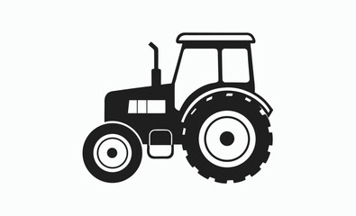 Tractor silhouette vector, vintage farm vehicle, rural machinery icon, old tractor vector silhouette illustration 
