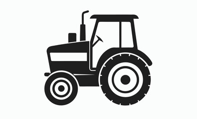 Tractor silhouette vector, vintage farm vehicle, rural machinery icon, old tractor vector silhouette illustration 