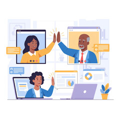 Team Virtual High-Five During Online Collaboration