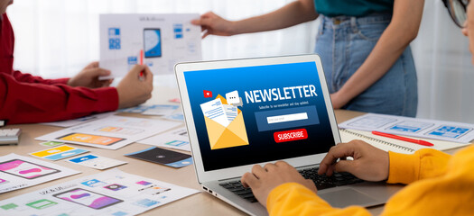 newsletter signup page on computer for customer to subscribe brisk newsletter update information to...