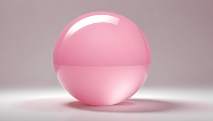 Obraz premium A beautifully rendered glossy pink sphere, featuring light reflections, on a subtle gradient background.