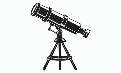 Telescope silhouette vector, astronomy equipment icon, stargazing tool illustration, Vector Silhouette Of Telescope