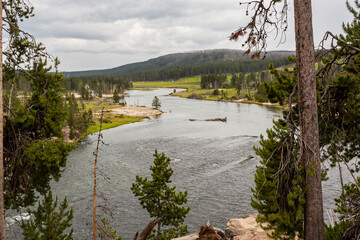 Yellowstone River in the Yellowstone National Park, Wyoming, view from above