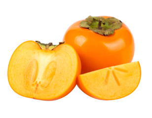 Juicy Persimmons: A Vibrant Close-Up of Ripe Fruit PNG, Transparent Background.