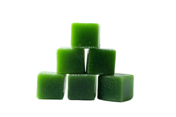 a pile of green cubes sitting on top of each other