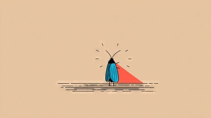   A bug sitting atop a triangle on a wall