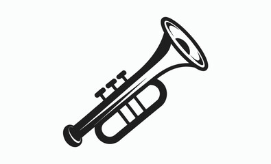 Trumpet silhouette vector, music instrument silhouette, Trumpet icon symbol vector illustration, musical instrument icon, brass wind illustration  
