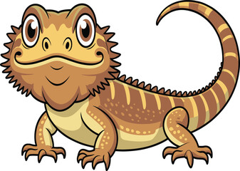 Fototapeta premium 02 Cartoon Bearded Dragon Vector – Friendly Lizard Illustration in Brown & Tan