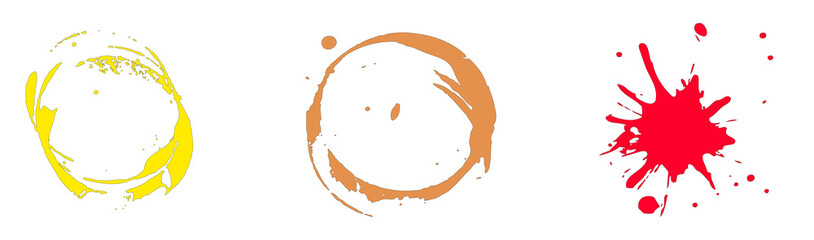 A Trio of Vibrant Splatter Circles in Yellow, Orange, and Red Against a Transparent Setting, Perfect for Adding a Dynamic and Artistic Touch to Any Creative Design Project