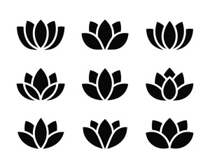 lotus flower grid, black silhouette, sharp, clean lines