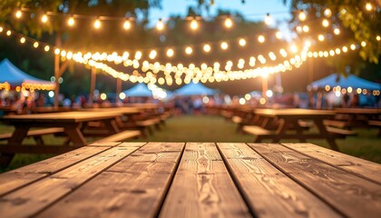 Outdoor festival picnic tables