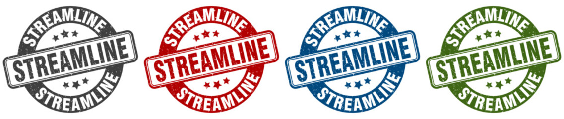 streamline stamp. streamline round stamp set isolated on white background