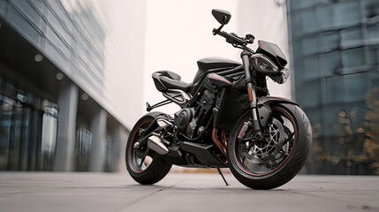 Street triple rs triumph motorcycle black color urban background for sale