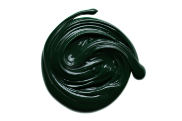 a green paint is being swirled in a spiral