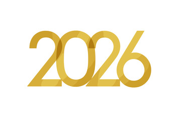 Elegant Golden 2026 Overlapping Numbers Vector for New Year Celebration, Modern Minimalist Design for Social Media, Banner, Poster, Website, Calendar, Transparent PNG and Vector Art