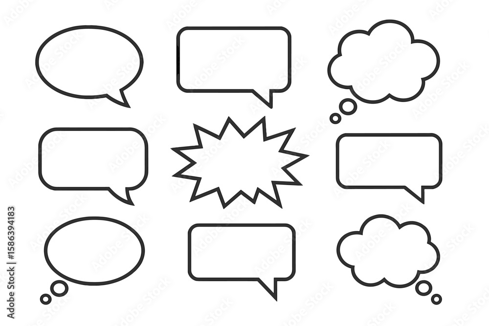 Fototapete speech bubble and thought bubble vector set collection. comic dialogue box, chat icon, message ballo