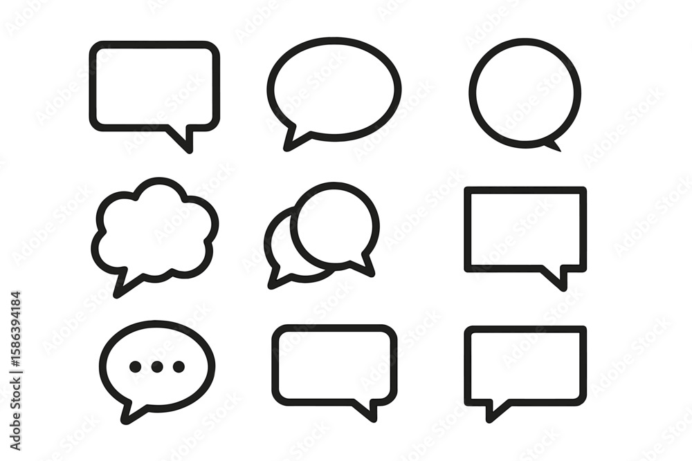 Fototapete speech bubble vector icon set. chat box, message, dialogue, and comment collection. communication co