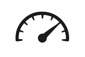 Speedometer tachometer icon for car dashboard. Fast speed test meter. Performance indicator gauge sign. Vector for internet speed test, download, upload level measure.