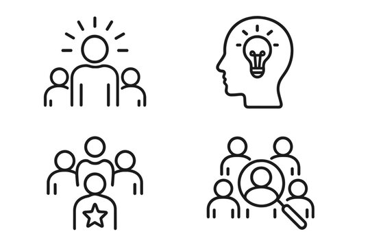 Modern Line Icon Set for Personal Identity, Individuality, Creativity, Self-Expression, Diversity, Distinctiveness, Adaptation, Unique People Concepts, Thin Vector Style