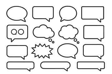 Vector set of diverse speech bubbles and chat icons, ideal for communication, social media, messaging, conversation, and dialogue, vector illustration on transparent background