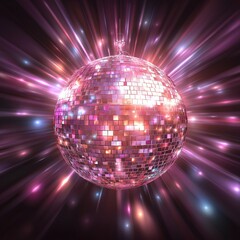 Obraz premium Disco ball reflecting vibrant lights during a festive dance party atmosphere