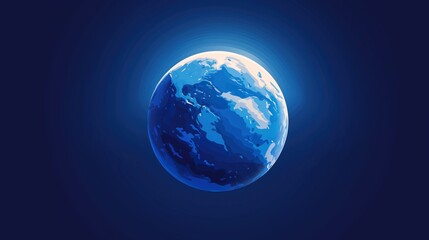 Fototapeta premium Night view of Earth illuminated by glowing blue atmosphere from space
