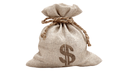 Burlap Sack Full of Money with Dollar Sign Symbolizing Wealth and Financial Security