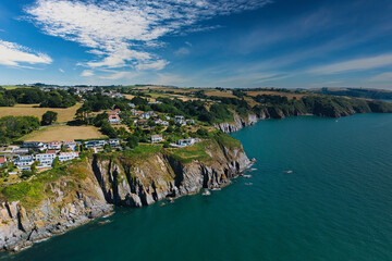 Aerial view at Blackpool Sands in Devon UK