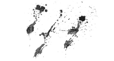 Black ink splat on white background. Real photography.