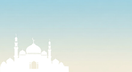 Fototapeta premium Serene Mosque Silhouette on a Gradient Sky Islamic Art Inspiration